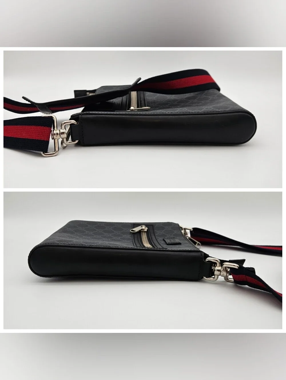Authentic Gucci GG Supreme Shoulder Bag Black #4401M